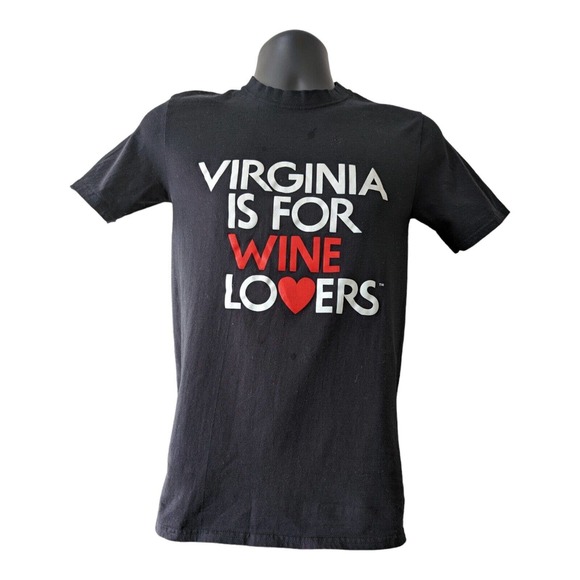 Virginia Is For Wine Lovers Black T-Shirt Women's Size Small Vineyard Tee - Picture 1 of 5
